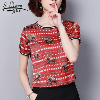 

new 2019 summer women tops shirt chiffon slim shirt causal women blouse shirt women clothing short sleeve blouses 0413 40