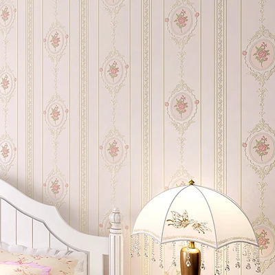 European Pastoral Non-woven Wallpaper Vertical Stripes Flowers Living Room Bedroom 3D TV Background Wall Paper European Pastoral Non-woven Wallpaper Vertical Stripes Flowers Living Room Bedroom 3D TV Background Wall Paper
