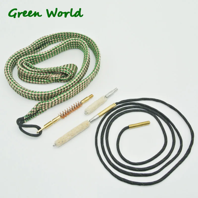 Green World 1 шт./лот. 22cal/5,56 мм. 30cal/7,62 мм. 38cal/9 мм Boresnake, чистящий канат, набор кистей для чистки ружья