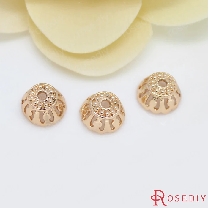 Латунные шапочки для бусин отверстия 10x6 мм 1 3 24 К цвета шампанского|diy jewelry