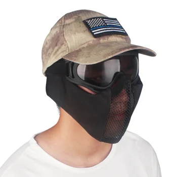 

Tactical Half Face Metal Steel Net Mesh Mask Hunting Protective Guard Mask Cover for Airsoft Ear protection half-face mesh mask