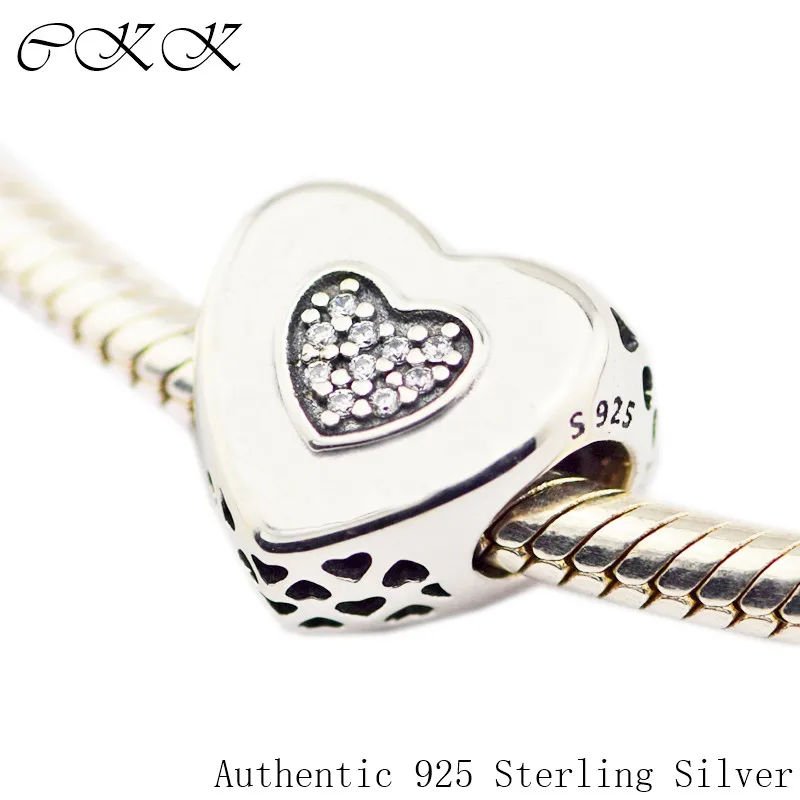 

Beads for Jewelry Making DIY Beaded Authentic 925 Sterling Silver Signature Heart Charm Fit Charms Bracelets Fine Jewelry PF696