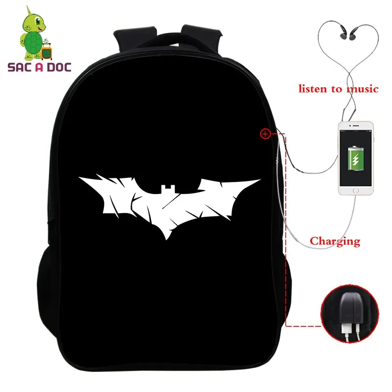 Бэтмен Брюс супергерой универсальный рюкзак женский мужской usb зарядка дорожная сумка школьные сумки для подростков рюкзак для ноутбука