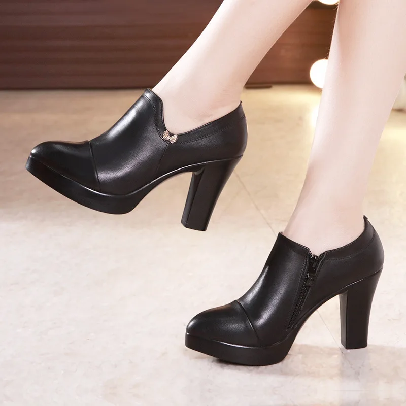 

Plus Size 32-43 Pointed Toe Deep Mouth Platform Shoes 2021 Fall Spring High Heels Pumps Ladies Elegant Black Office Shoes