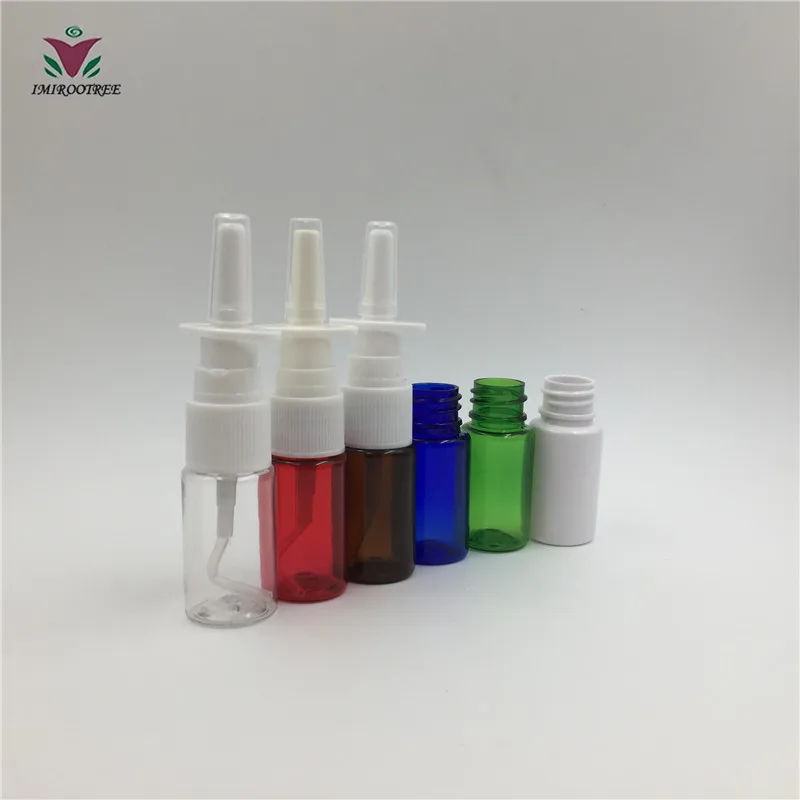 

50+2pcs/lot 10ml Empty Plastic Nasal Mist Spray Pump PET Bottles Nose Pharmaceutical Atomizer Refillable