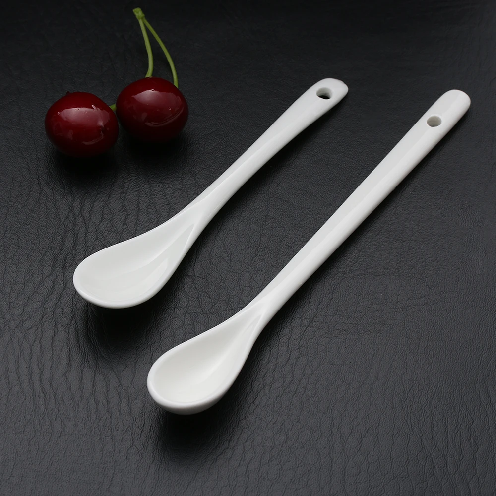 

1/3Pcs S/L Porcelain Ceramic Spoons Pure White Bone China Coffee Spoon Tableware Tea Dessert Ice Cream Spoon Kitchen Supply