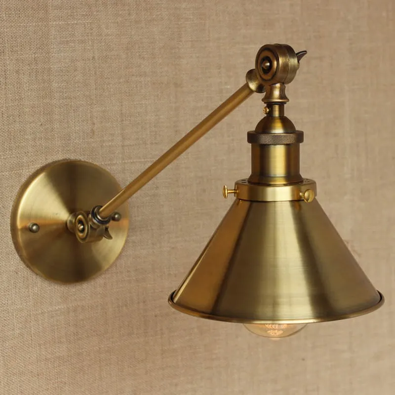 Antique gold long swing arm wall lamp for workroom bedside bedroom illumination sconce Antique gold long swing arm wall lamp for workroom bedside bedroom illumination sconce