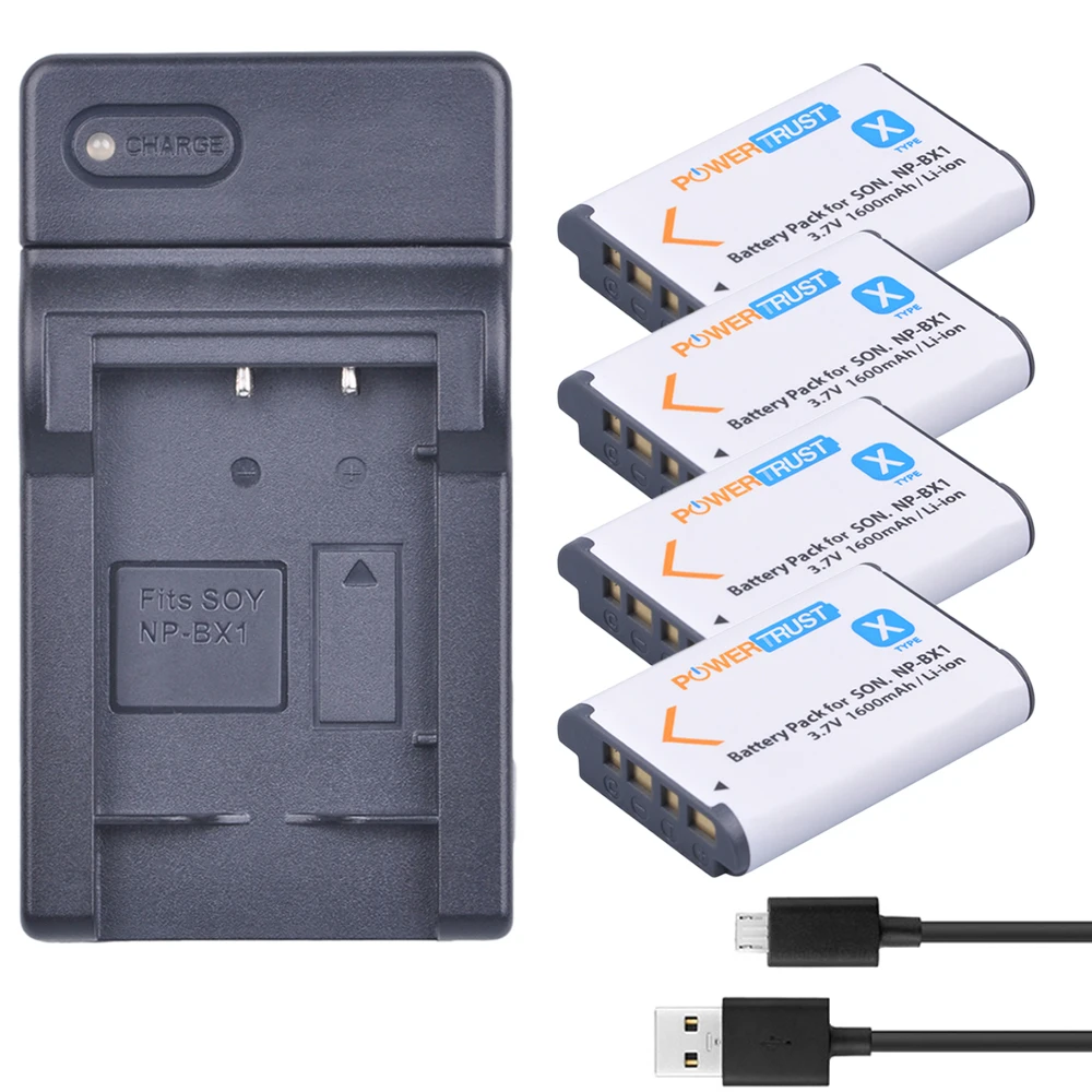 

4x 1600mAh NP-BX1 NP BX1 NPBX1 Battery + Ultra Slim USB Charger for Sony DSC RX1 RX100 AS100V M3 M2 HX300 HX400 HX50 HX60 GWP88