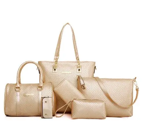 

2019 New Women Bags Leather Handbags Fashion Shoulder Bag Female Purse High Quality 6-Piece Set Designer Brand Bolsa