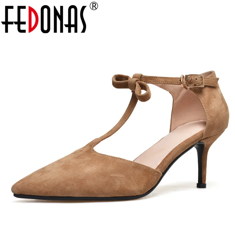 

FEDONAS Fashion Women Pumps Sandals High Heel Summer Pointed Toe Dancing Wedding Shoes Woman Bowtie Party Ladies Shoes Sandals