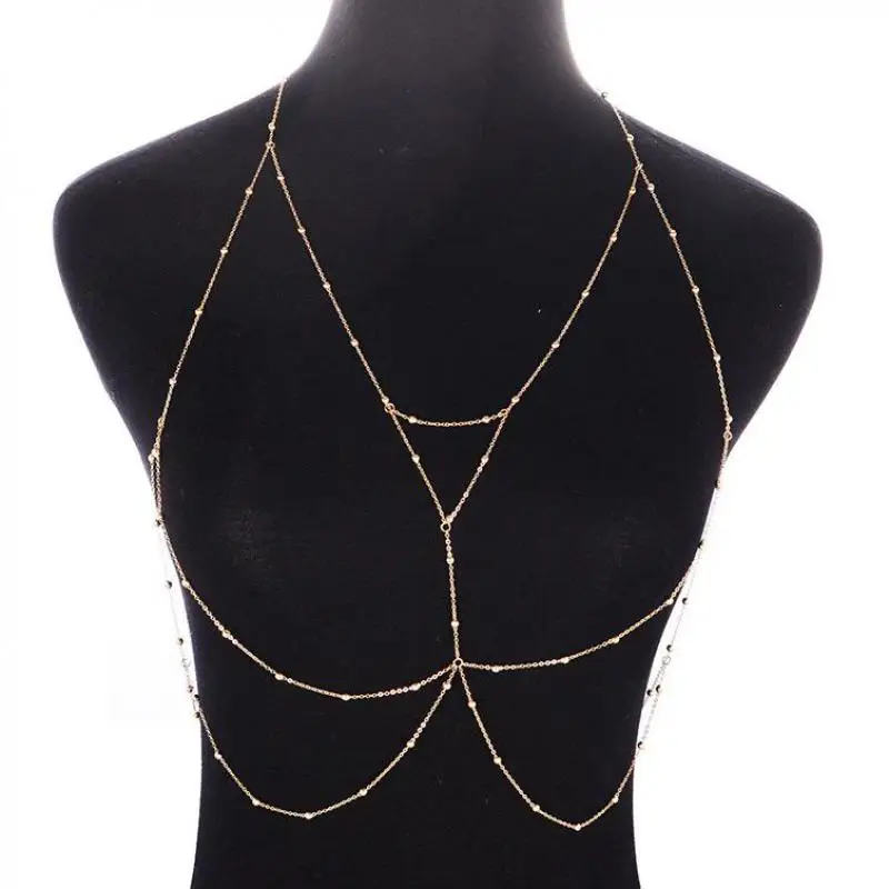 Fashion Charm Gold Multi Layer Sexy Bra Body Chain Summer Beads ...