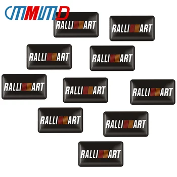 

3D New 10pcs Car styling small Decorative Badge Steering wheel case Decal for mitsubishi Ralliart Emblem Sticker Auto Accessorie