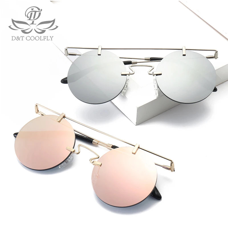

D&T 2020 New Fashion Round Sunglasse Women Men Distinctive Oval Vintage Simple Metal Frame Resin Color Lens Sunglasses UV400