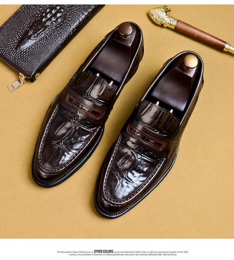 

British Casual Men's Leather Shoes Summer Breathable Shoes Fashion Business Dress Slip-on Shoes
