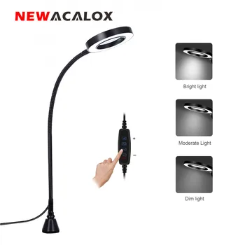 

NEWACALOX USB 3X Magnifying Glass LED Light Illuminated Magnifier Strong Magnetic Flexible Arm for Reading Workbench Soldering