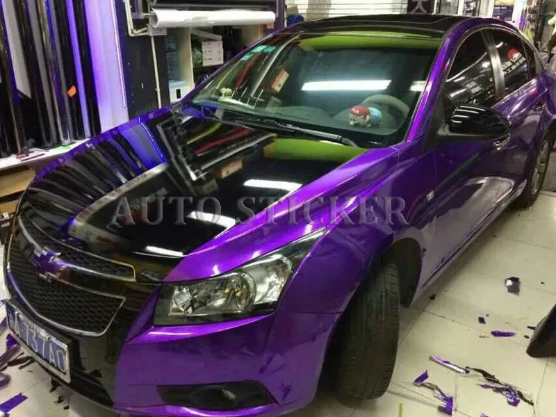 Premium Glossy Metallic Purple Vinyl wrap Car Wrap Styling With Air Bubble Gloss Pearl metallic Vinyl Sticker with air bubbles 5