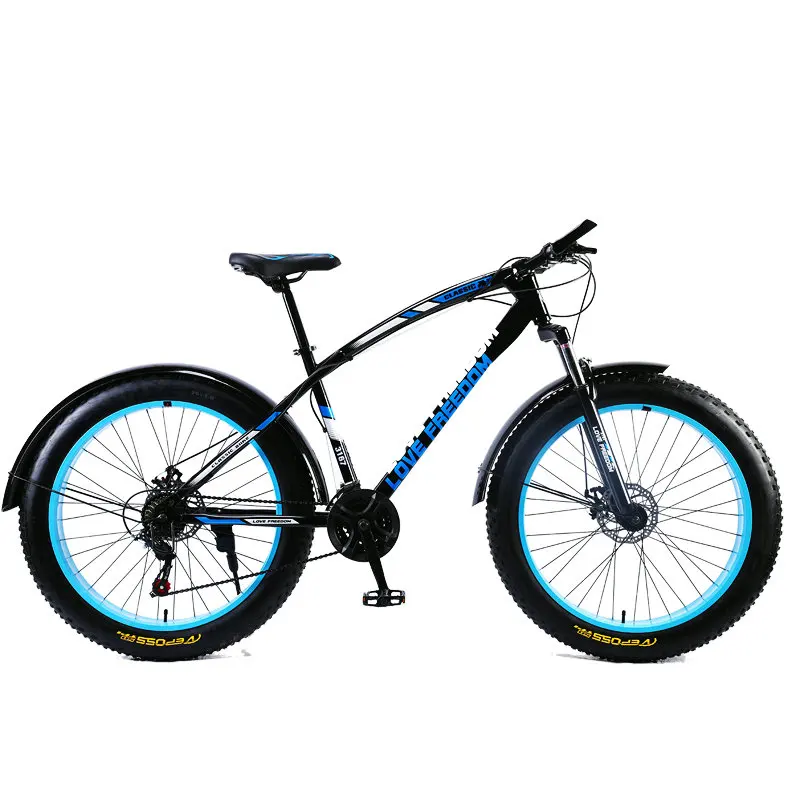 Online Amor libertad 7 21 24 27 velocidad bicicleta de montaña 26*4,0 neumáticos grandes bicicletas amortiguadores bicicleta envío gratuito bicicleta de nieve