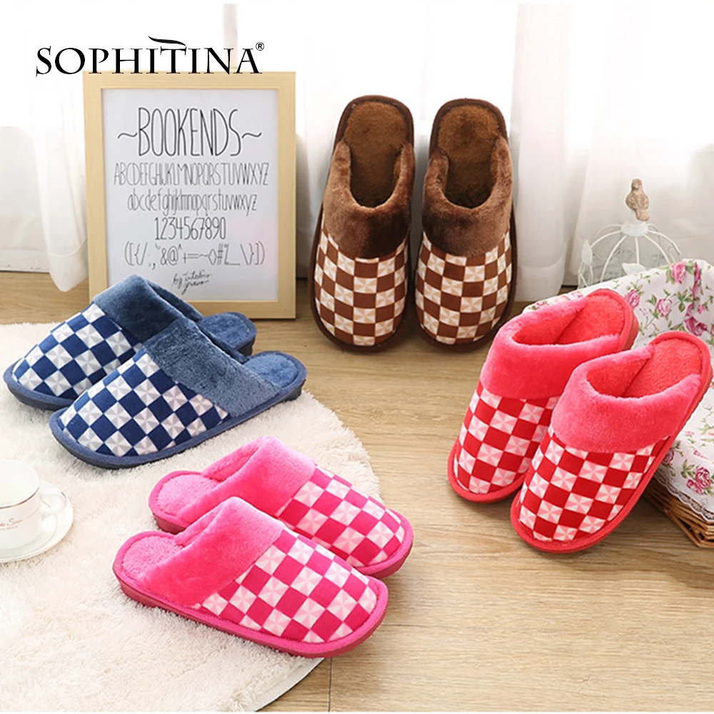 

SOPHITINA Comfortable New Women's Slippers Fashion Geometric Keep Warm Slippers PO301