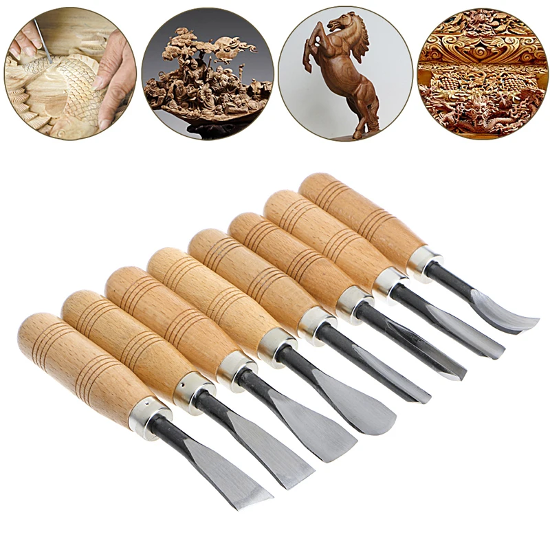 

8Pcs Wood Carving Hand Gouges Chisel Tool Set Woodworking Professional Y15