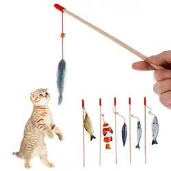Кошка тизер Ложные Рыба плюшевые игрушки деревянной палочкой Котенок Играть интерактивные кошачьей мяты колокол Sound Bar поставки Cat игрушки