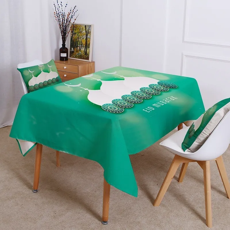 

Islamic Eid Mubarak Decor Printed Tablecloth Eid Ramadan Rectangle Waterproof Tablecloth Prayer Dining Table Cloth Decor Textile