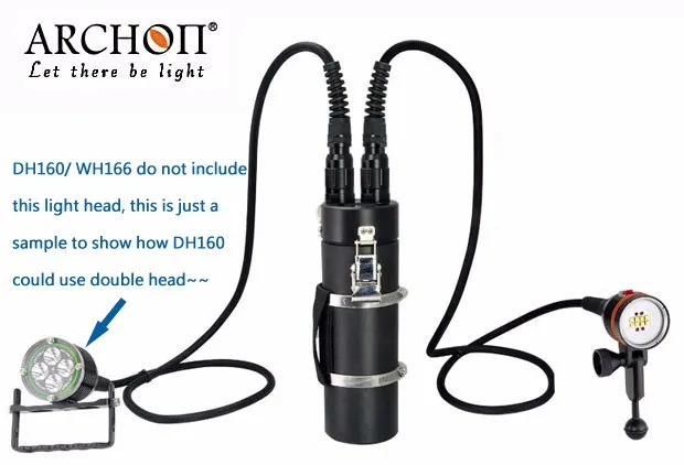 Subaquática de Mergulho Archon Dh160 e wh166 Vasilha Levou Luz Levou Tocha Mergulho 150 m à Prova d' Água 3 de Mergulho LEVOU Tocha Mergulho 150 M À Prova D' Água