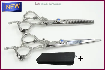 

Professional Blue Gewstone Hairdressing Scissors With Ergonomic Handle, 6 Inch Gemany Hair Scissor In Fancy Design 440c scissor