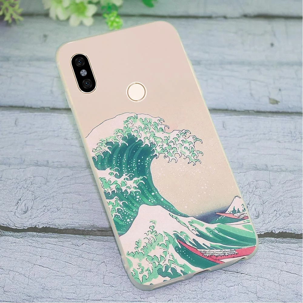 

Soft TPU Silicone Cover for Xiaomi Mi 9SE Wave Art Phone Case for Redmi 4X 4A 5 5A Plus 6 Note 4 7 Pro A1 A2 Lite 8 SE Backshell