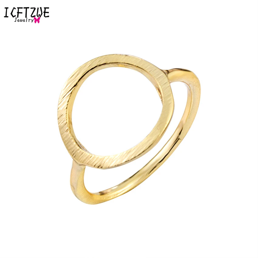 

ICFTZWE Gold Colour Anel Falange Silver Anillos Mujer Class Rose Gold Circle Ring For Women BFF Bague