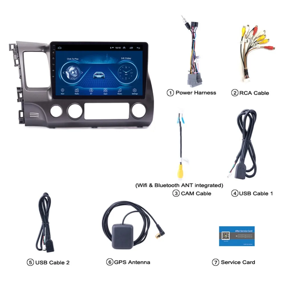 Discount Super Slim Touch Screen Android 8.1 radio GPS Navigation for Honda Civic 2010 2009 headunit tablets Stereo Multimedia Bluetooth 1