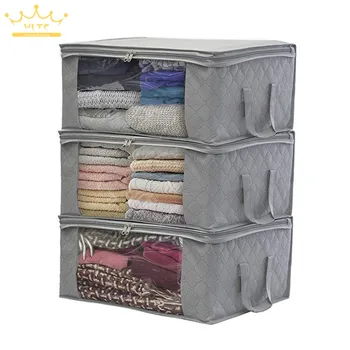 

1 piece Non-woven folding storage box quilt storage bag wardrobe clothing storage box dustproof