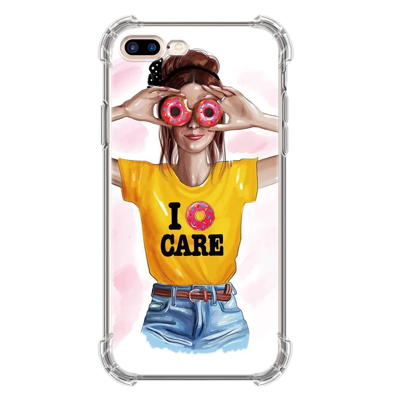 Чехлы для iphone 7 8 6 6S Plus черные коричневые волосы детская мама девочка