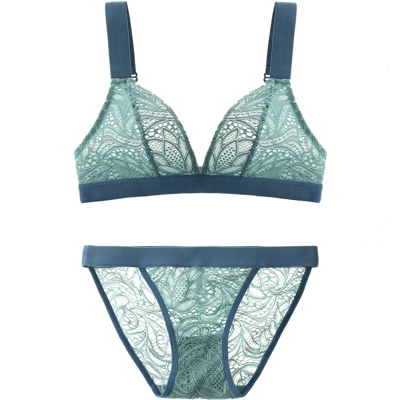 Goedkoop TERMEZY Kant Lingerie set Ultradunne bralette set transparante vrouwen ondergoed Brede verstelbare bandjes Bra intimates Lingerie