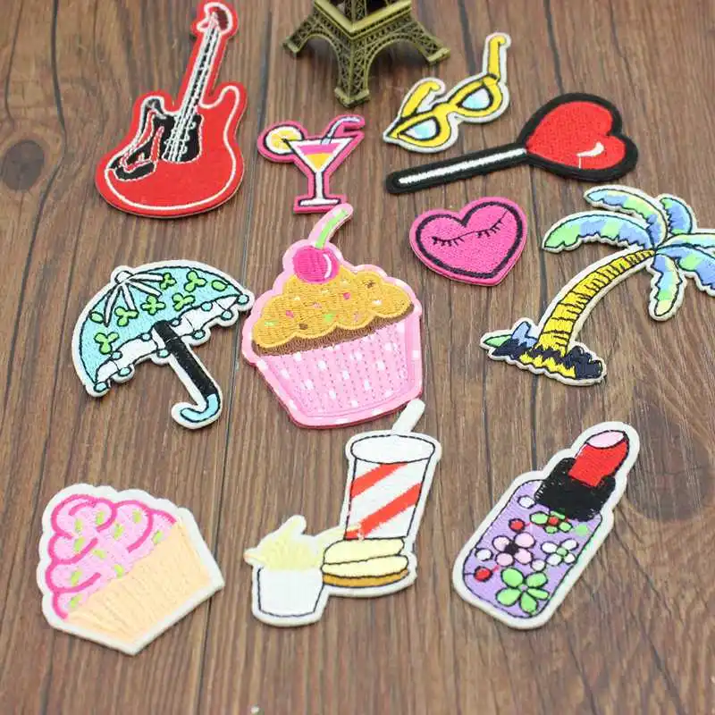

Three kinds optional cake and juice patches patch clothing embroidery iron on iron patches sewing accessories clothes badge 1pcs
