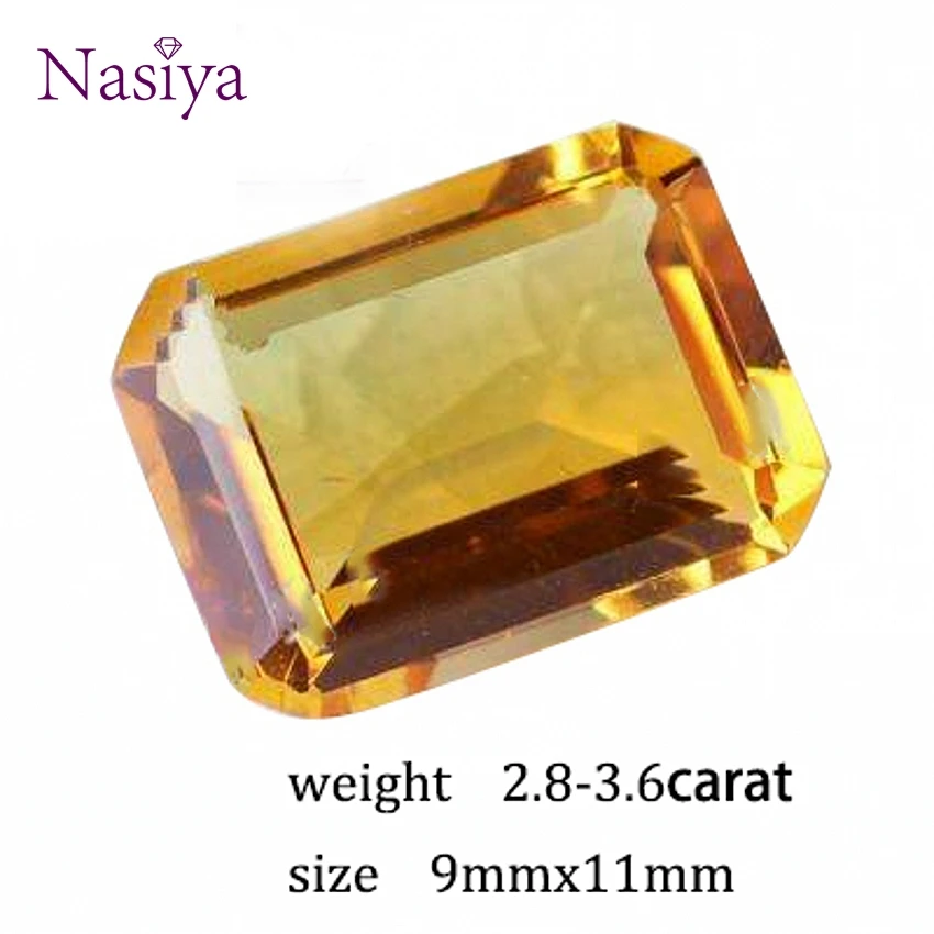 

2.5-3.6 Carat Natural Yellow Citrine Crystal Section Brazil Emerald Cut Beads Loose stone Fit For DIY Fine Jewelry Making