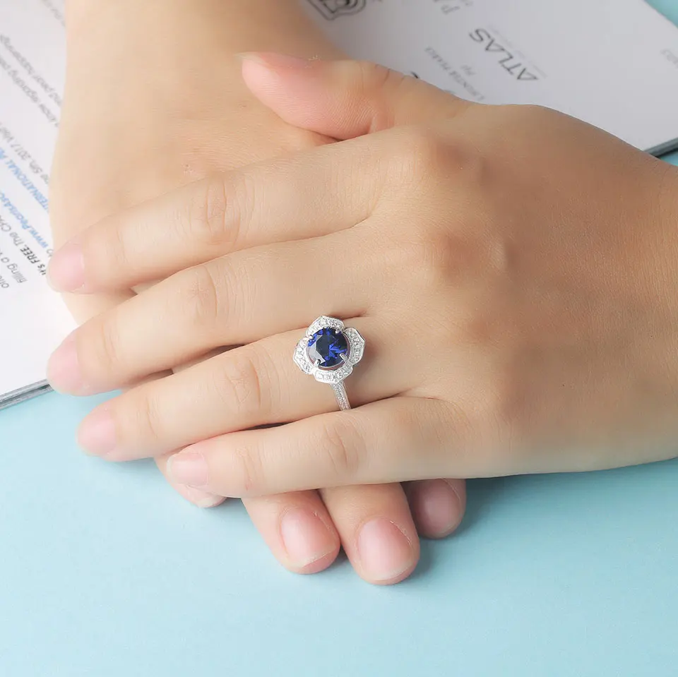 Kuolit шпинель синий сапфир женское кольцо Твердые 925 пробы серебряные кольца для женщин драгоценный камень обручальное кольцо ювелирные украшения подарок