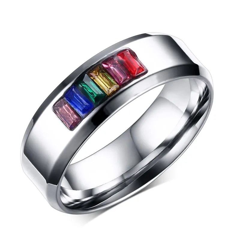 free laser engraving 8mm stainless steel fashion crystal rainbow wedding rings gay lesbian jewelrychina - Rainbow Wedding Rings free laser engraving 8mm stainless steel fashion crystal rainbow wedding rings gay lesbian jewelrychina - Rainbow Wedding Rings