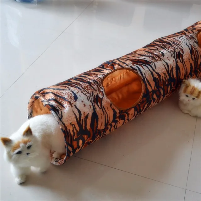 Pet Tunnel Cat Printed Leopard Tiger Lovely Kitten Tunnel Toy With Ball Play Fun Toy Tunnel Bulk Cat Toys Rabbit Play Tunnel