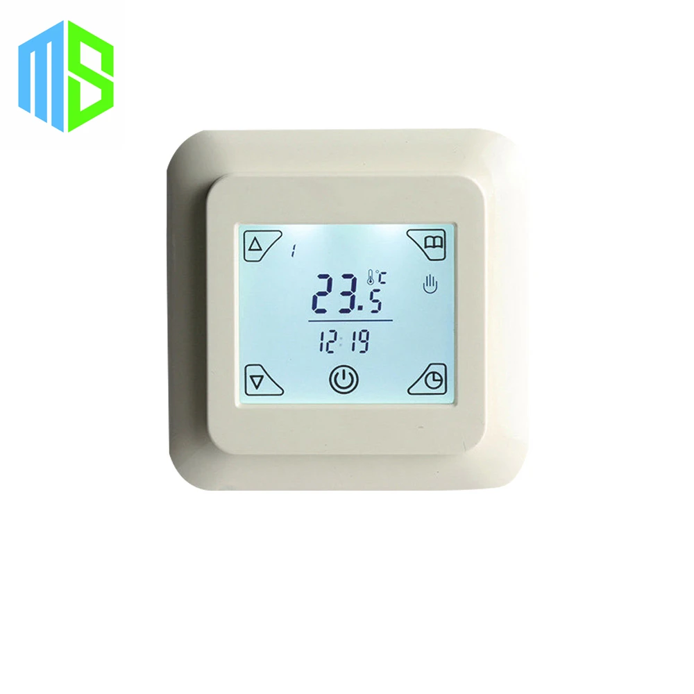 

220V 16A Heat New Touch Screen 6 Periods Weekly Programmable Underfloor Heating System Warm Room Thermostat Thermocouple