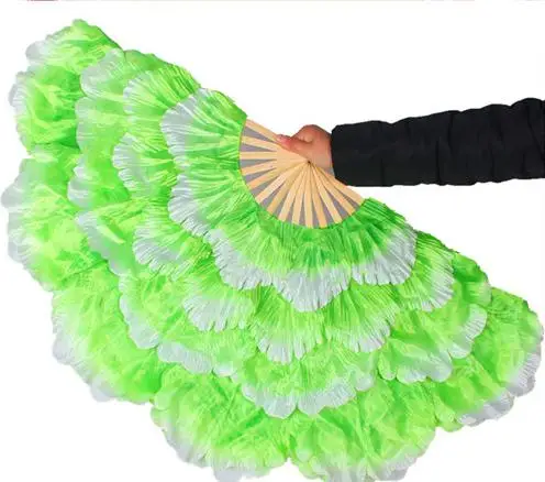 FEECOLOR 2 шт./лот танец живота ручные вентиляторы 50 см цветок слоистых ручной вентилятор сценический Душ Современные танцевальные аксессуары - Цвет: green