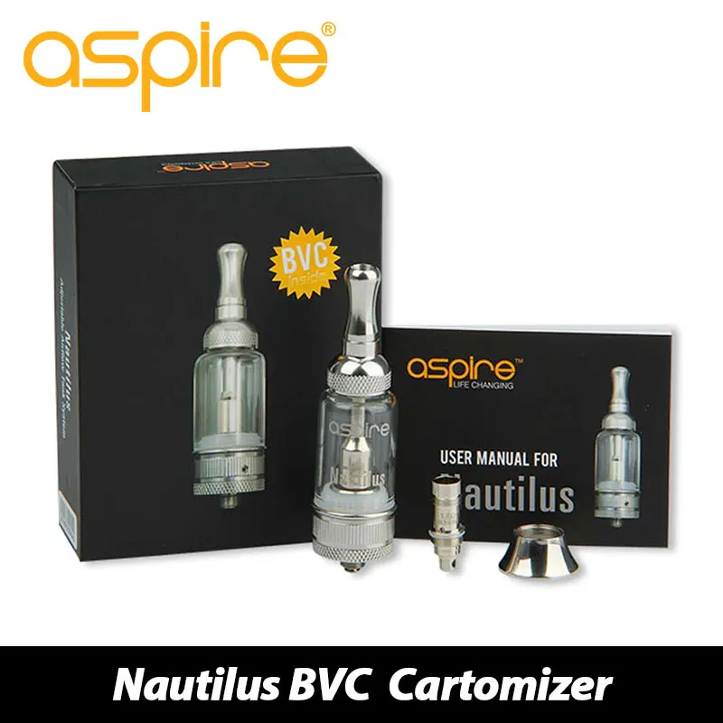 Originele aspire nautilus bvc e sigaret verstuiver 5 ml luchtstroom verstelbare pyrex glas clearomizer vape tank met bvc spoel hoofd