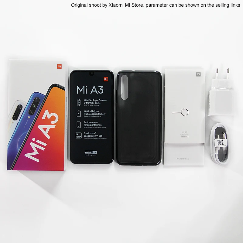Глобальная версия Xiaomi Mi A3 4 Гб 128 Гб мобильный телефон Snapdragon 665 Восьмиядерный 6,088 дюймов 48MP+ 32MP флагманская камера 4030 мАч