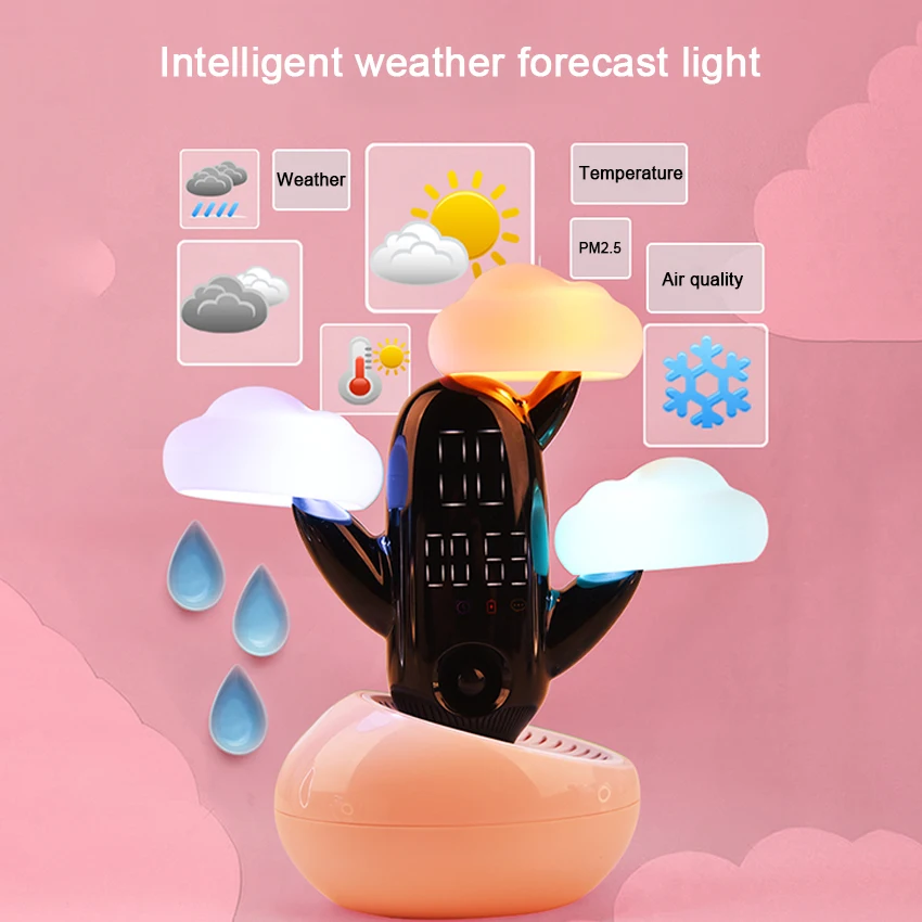 Wake-up remote control intelligent induction alarm clock children's gift creative cloud weather forecast time small night light