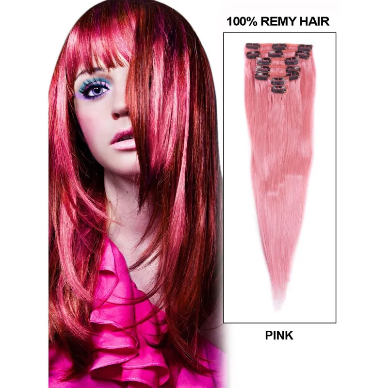 Pink Hair Clips,China Haha Hair Store Hot Selling New Design 8 Pieces/set Silky Straight Human
