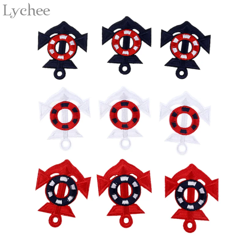 Lichee Life 9 шт. вышитый патчи с матросским якорем для одежды нашивки вышитой