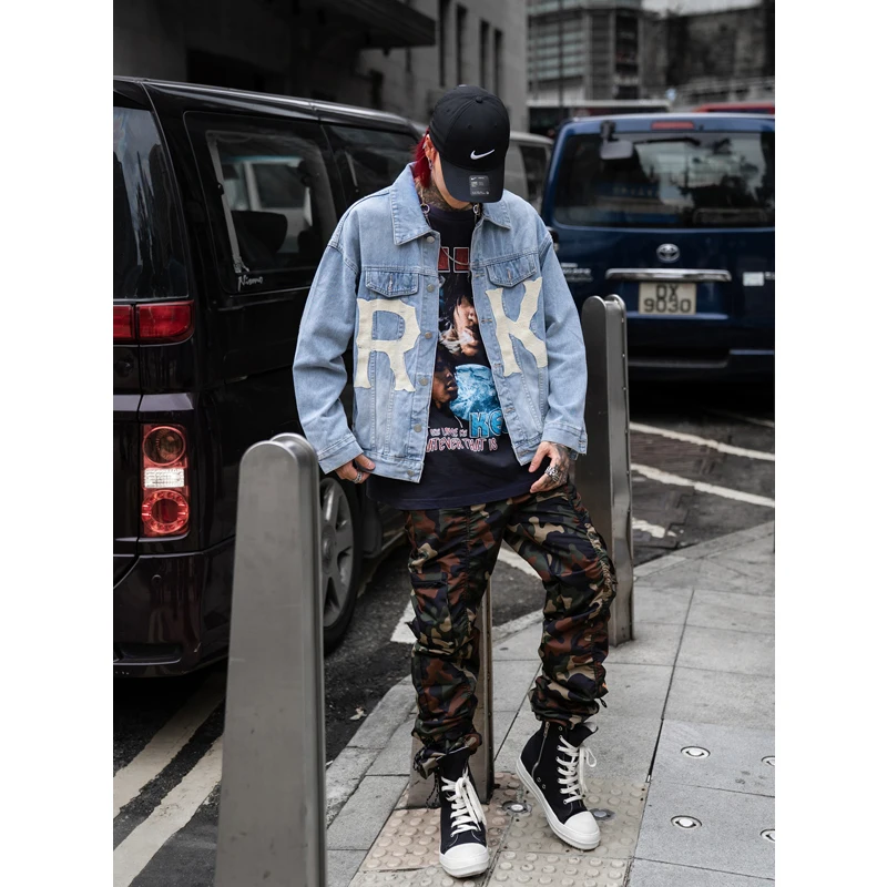 UNCLEDONJM Let's rock mens denim jacket jeans jacket men streetwear outerwear coat hip hop mens clothing tactical jacket 242W UNCLEDONJM Let's rock mens denim jacket jeans jacket men streetwear outerwear coat hip hop mens clothing tactical jacket 242W