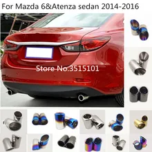 Carro de aço inoxidável capa silenciador tubo saída dedicar ponta escape cauda 2 peças para mazda 6/atenza sedan 2014 2015 2016 2017 2018