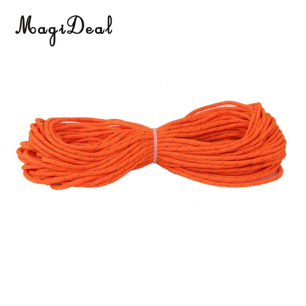 MagiDeal 3mm Orange Reflective Tent Guy Line Rope Camping Cord Paracord 20M for Outdoor Hunting Tent Awning Caravan Accessories