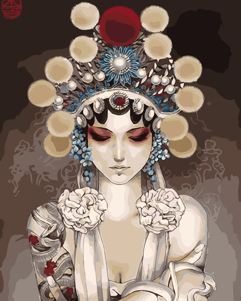 

40*50 cm Hand painted Digital oil DIY paintings on canvas wall art pictures for living room coloring by number beauty girl CX06