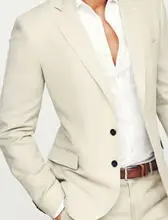 2016 New Arrival Summer Groom Tuxedos Men’s Wedding Prom Beach Suits Beige Best Man Groomsman Suit 2 Pieces (Blazer+Pants)terno